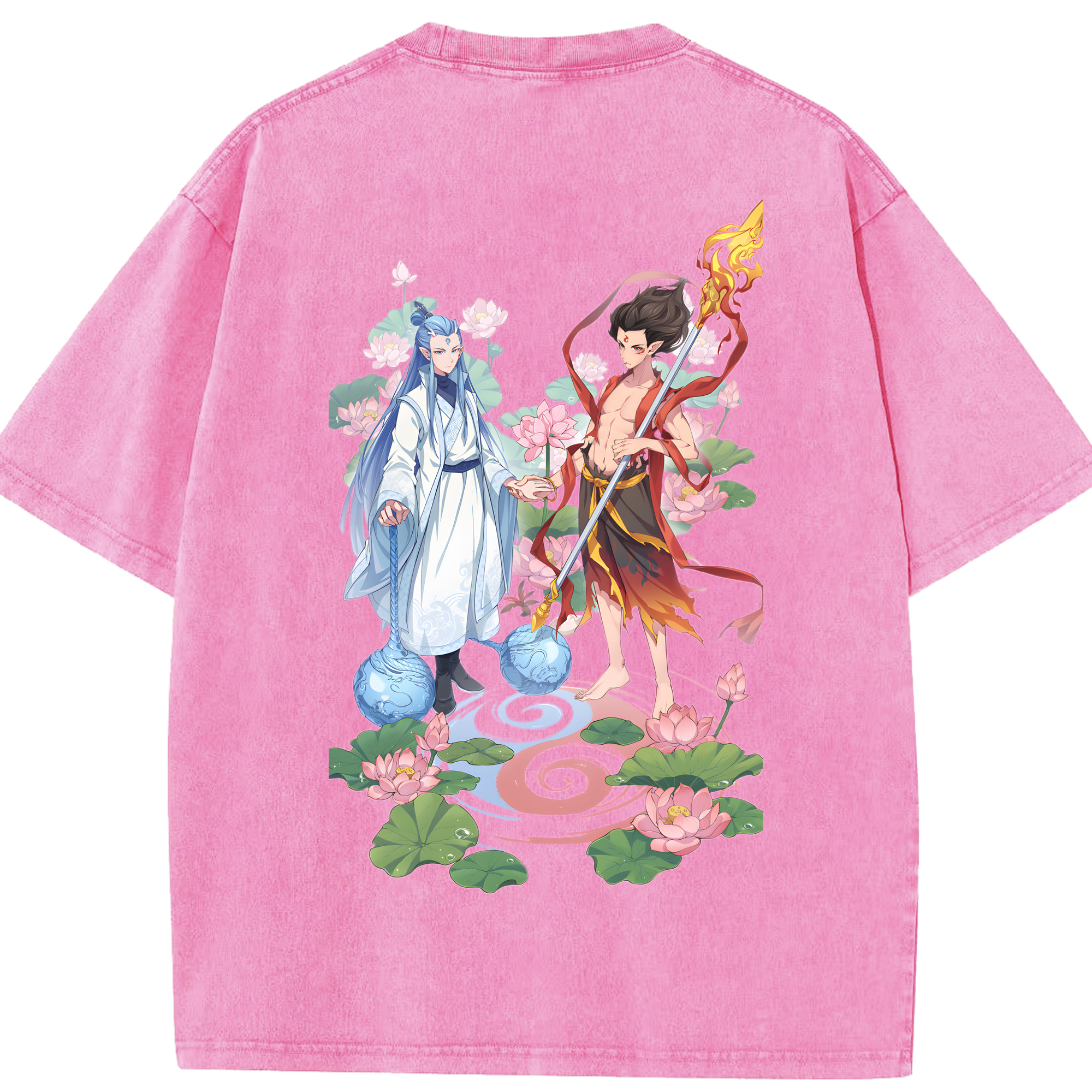 （画像用） Ne Zha 2 ナタ 魔童の大暴れ 綿100% ヴィンテージ風 半袖Tシャツ（背面プリント）